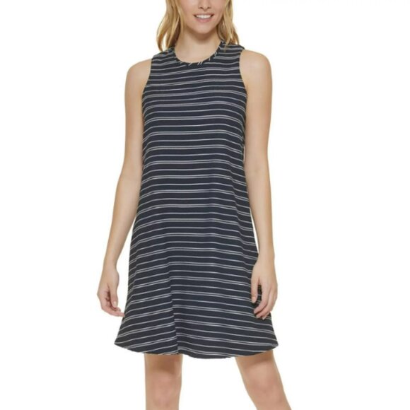Tommy Hilfiger Dresses & Skirts - NWT Tommy Hilfiger Womens Navy Striped Sleeveless Keyhole Dress SIZE 8